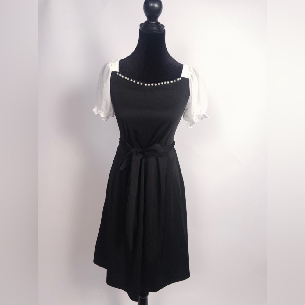 Black Dress with Pearl Detail